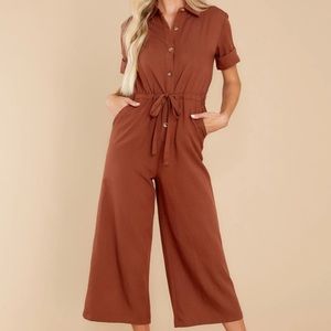 Red Dress Brown Jumpsuit | Sz L